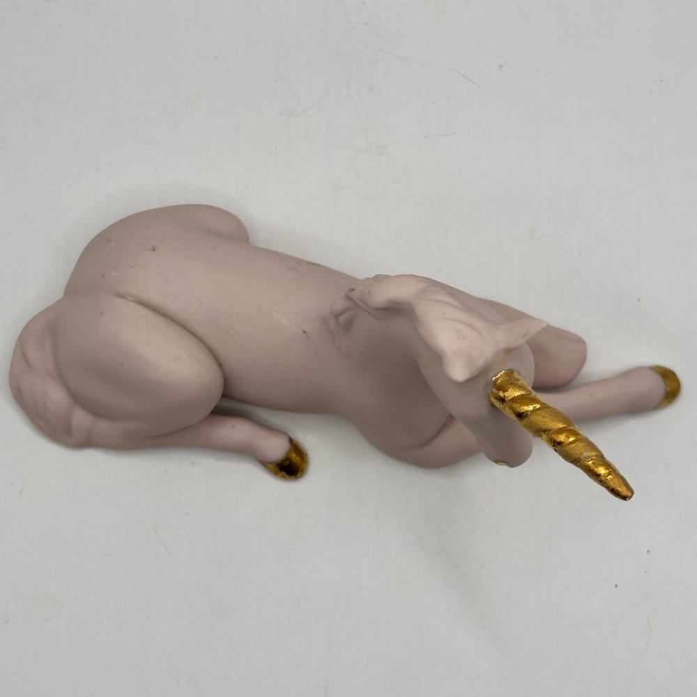 Unicorn Pink Porcelain Figurine with Gold Horn and hooves. - Picture 10 of 13